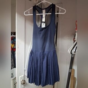 Fabletics Navy Sleeveless Pleated Skater Dress